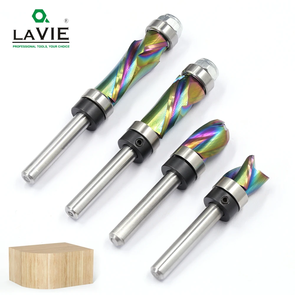 LAVIE 1pc 1/4 Shank Solid Carbide Trim CNC Bit Router Bits Woodworking Milling Cutter Z07C1325CCL
