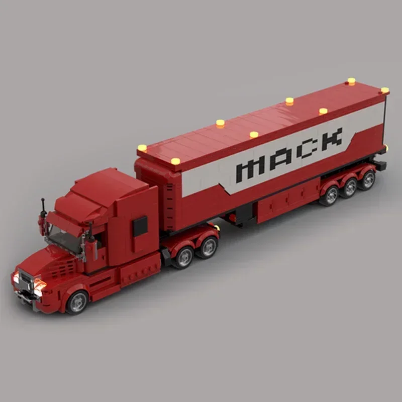 City Transport Vehicles Model Moc Building Bricks Truck With Trailer Technology Blocks Gifts Christmas Toys DIY Sets Assembly