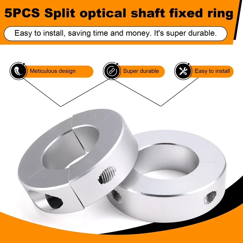 5PCS Split Optical Shaft Fixed Ring Separate Thrust Ring Limit Ring Fastening Positioner Shaft Clamp Inside 30Mm