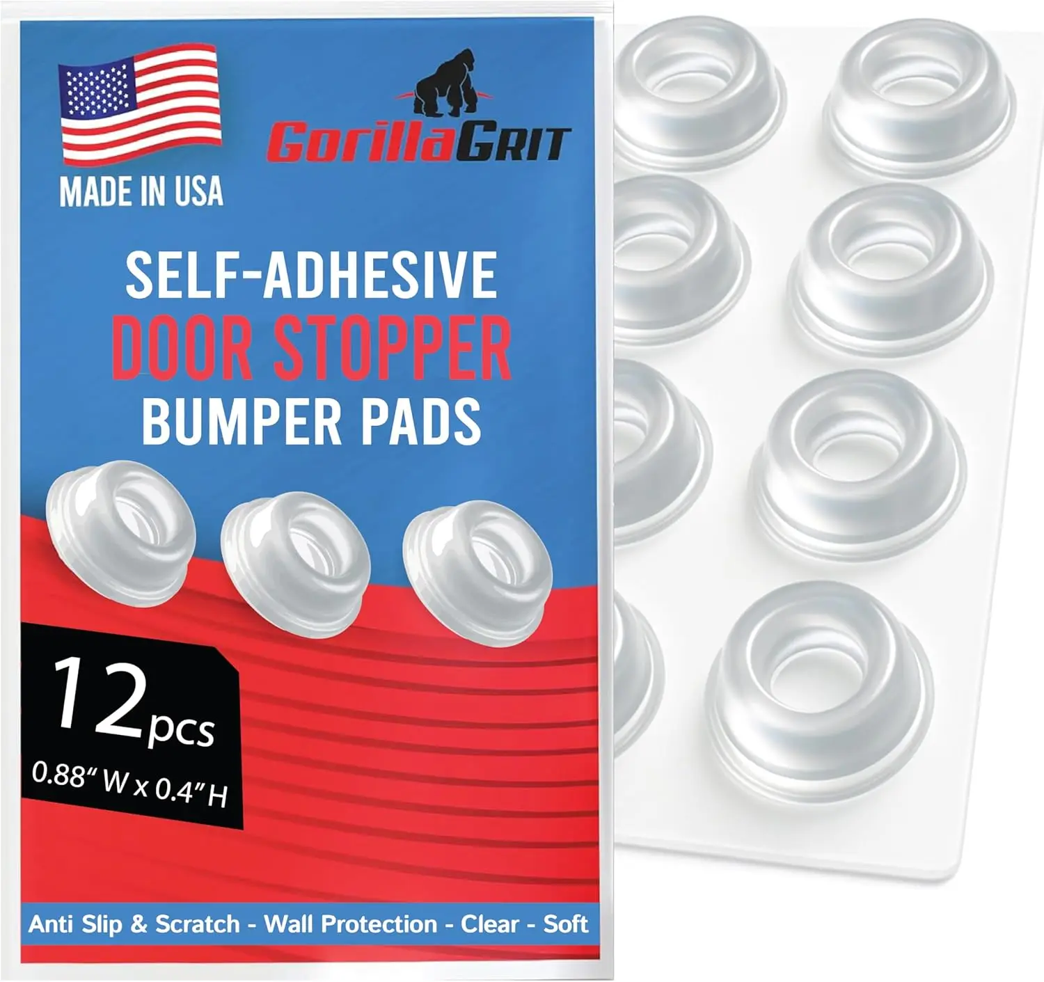 

Набор из 12 прозрачных самоклеящихся бамперов для дверных ручек - защита для стен, мебели и электроники