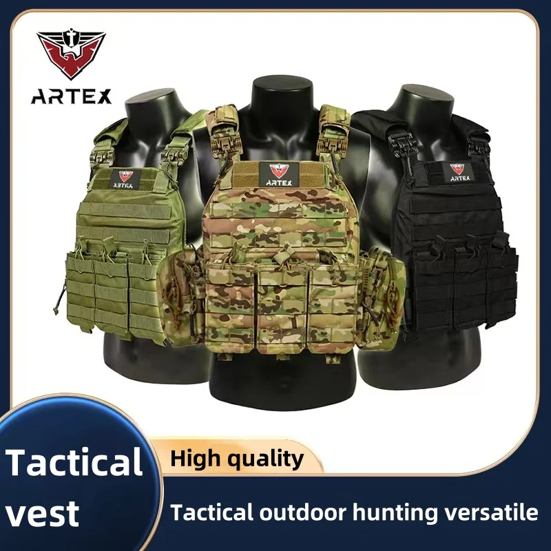 1000D Nylon High Quality Fabric Quick Release Airsoft Tactical Hunting Vest with Triple Magazine Bag, Tactical Vest