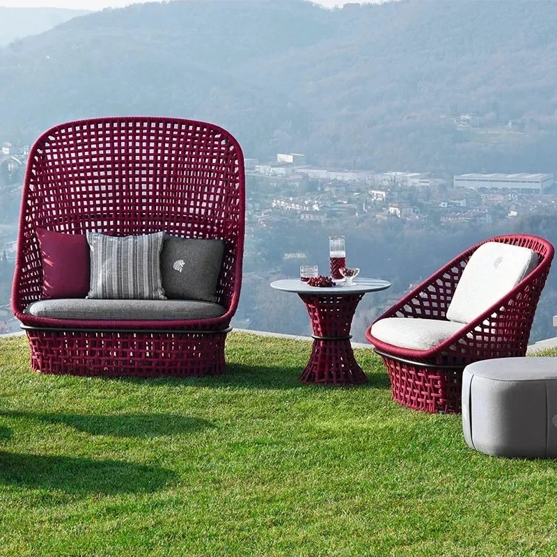 TTFG26Asmt52 Outdoor Sofa Courtyard Open-Air  Internet Celebrity Homestay Rattan Chair Sea View Room Model Room Leisure