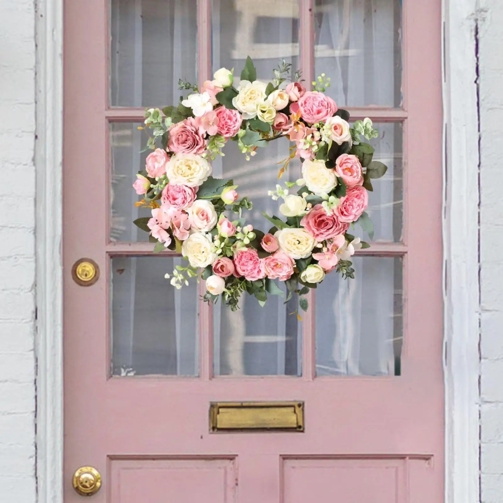 Künstlicher Türkranz, Oster- und Frühlings-Blumenkranz, Dekoration für den Hauseingang, Haustürkranz, Outdoor-Valentinstagsdekoration