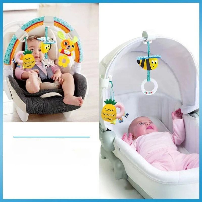 Baby Crib Rattles Music Plush Toys Soft Animal Rattles Pram Clip Toys Hanging Rattle for Stroller Newborn Bed Pendant Bell Toy