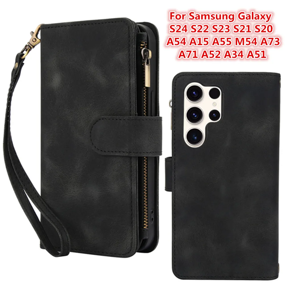

Case for Samsung Galaxy S24 S22 S23 Plus S21 FE A54 A15 A55 A73 S20 A71 NOTE 20 Ultra A52 A34 A51 5g Leather Wallet Phone Bags