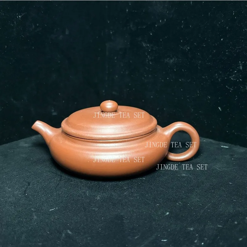 160ml Yixing Teapot Dahongpao Antique Teapot High End Chinese Style Teapot for Household Use Plain Flat Belly Drum Pot