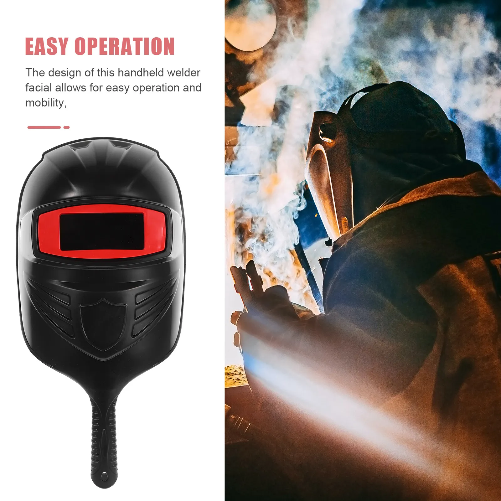 Plastic Welding Face Mask with Handle Handheld Welder Face Shield for Arc Welding Mig Tig Cutting Safety Gear Comfortable Clear