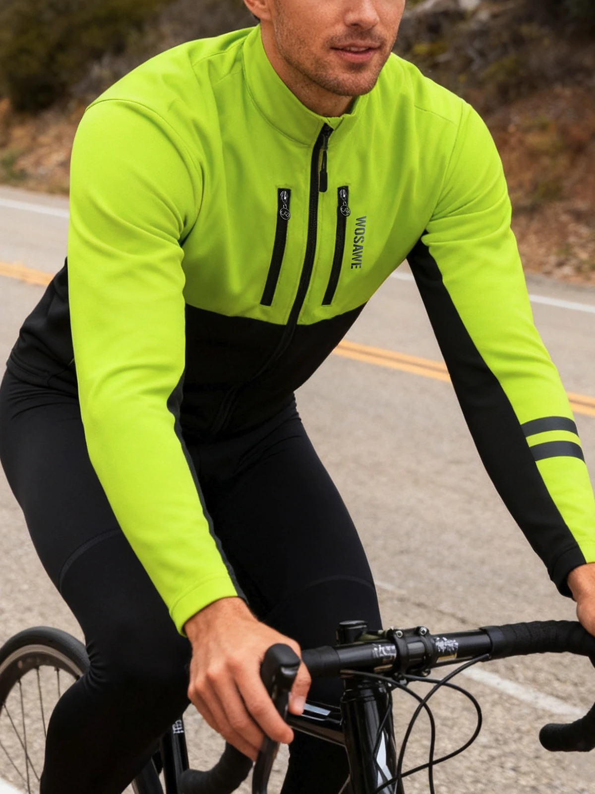 AliExpress WOSAWE Men's Cycling Jacket Winter Thermal Long Sleeve Fleece MTB Jacket Bicycle Top Bike Clothing with 3 Rear Pockets 0℃-15℃