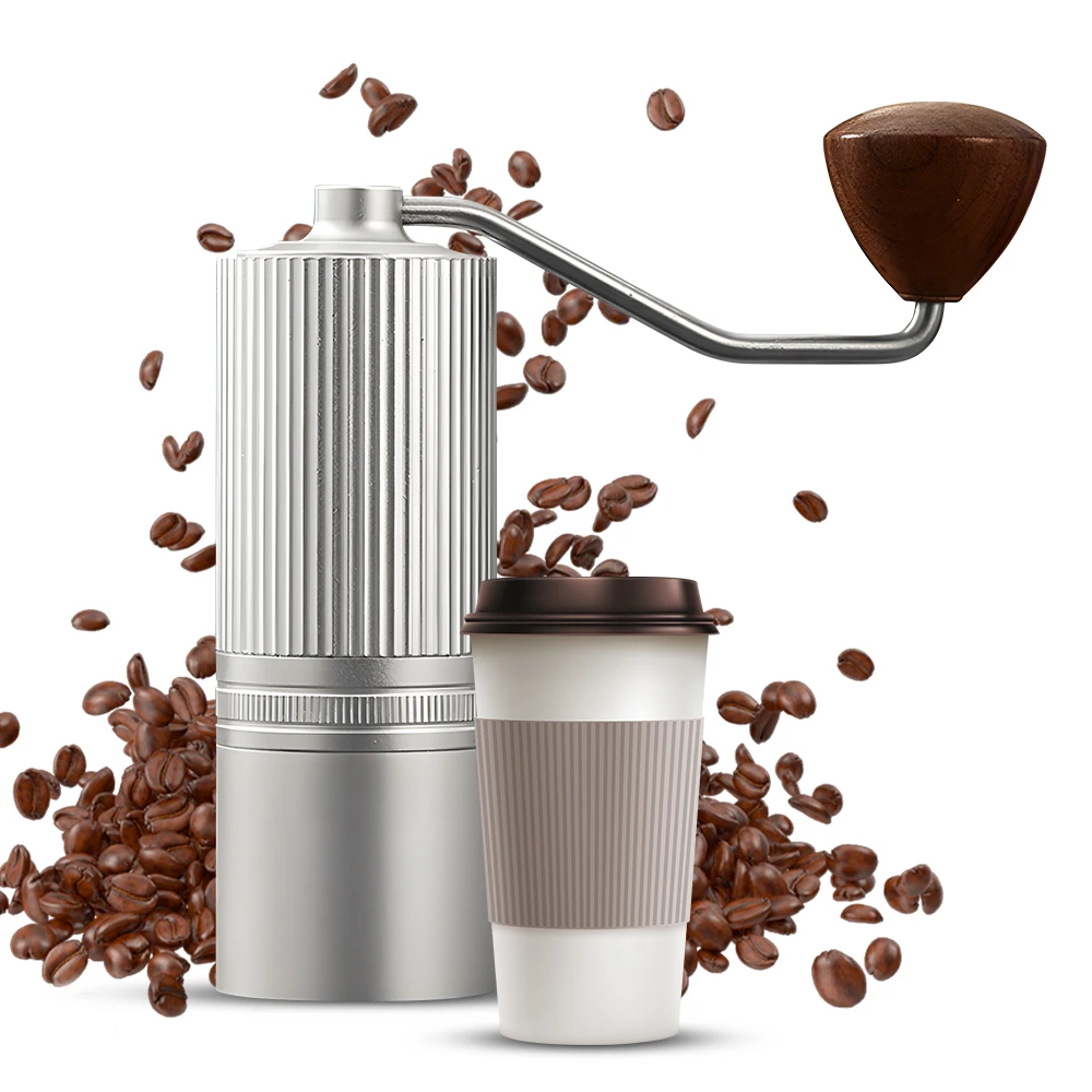 Manual Coffee Bean Grinder Portable Hand Coffee Mill with CNC Stainless Steel Conical Burr Double Bearing Positioning