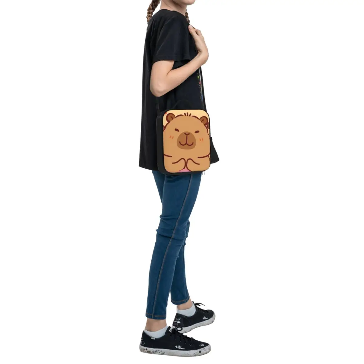 カスタムかわいいカピバラ断熱ランチバッグ屋外ピクニック防水サーマルクーラー弁当箱女性子供