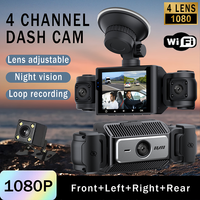 360° Car DashCam 3/4 Channels WIFI Video Recorder 1080P Car DVR  24H Parking Monitor Front With Rear View Night Vision Black Box