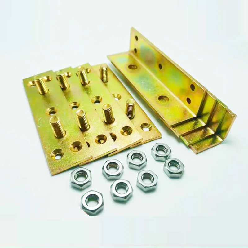 1 Set (4PCS) Stainless Steel 304 Thick Hinge Bed Insert Accessories Furniture Iron Corner Code Invisible Bed Hardware Hinge