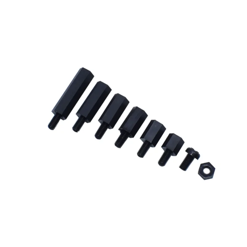 Espaçadores De Nylon Sortidos Kit, M3, Hex, M-F Parafusos, Preto, Standoff