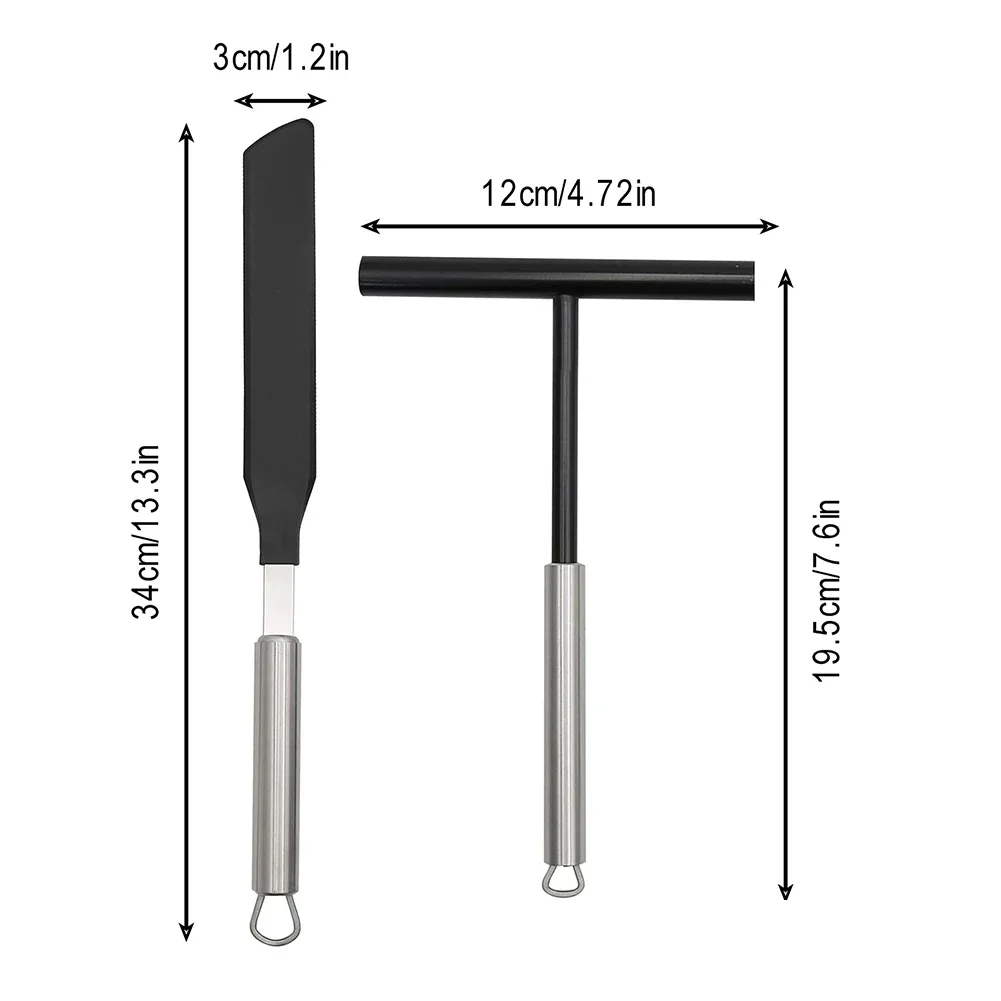T-Shaped Crepe Spreader 34cm Stainless Steel Pancake Batter Smoother Kit Non-Stick Omelet Spatula Set Egg Pancake Maker Tools