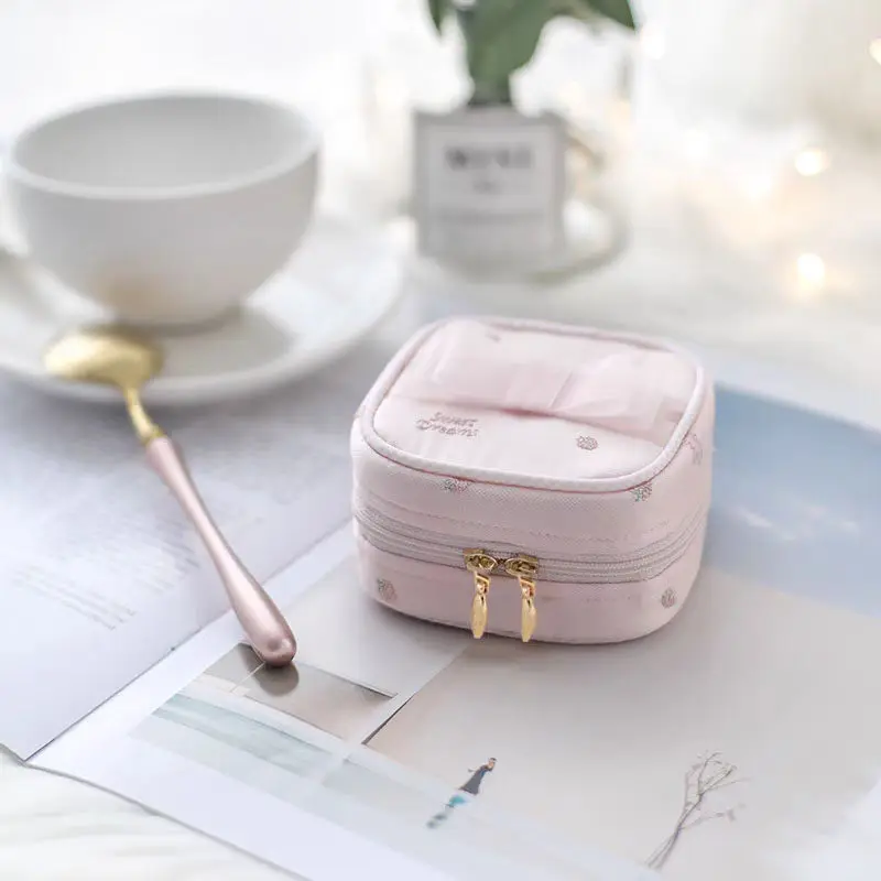 Japanese Cute Mesh Jewelry Box Portable Small Mini Stud Earrings Ring Necklace Travel Jewelry Storage Bags for Women