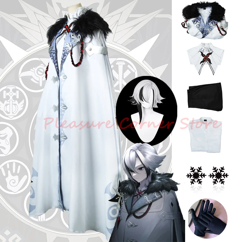 Game Genshin Impact The Knave Arlecchino Cosplay Costume Cloak Wig Gloves Earrings Coat Eleven Fatui Harbingers Cosplay Clothes