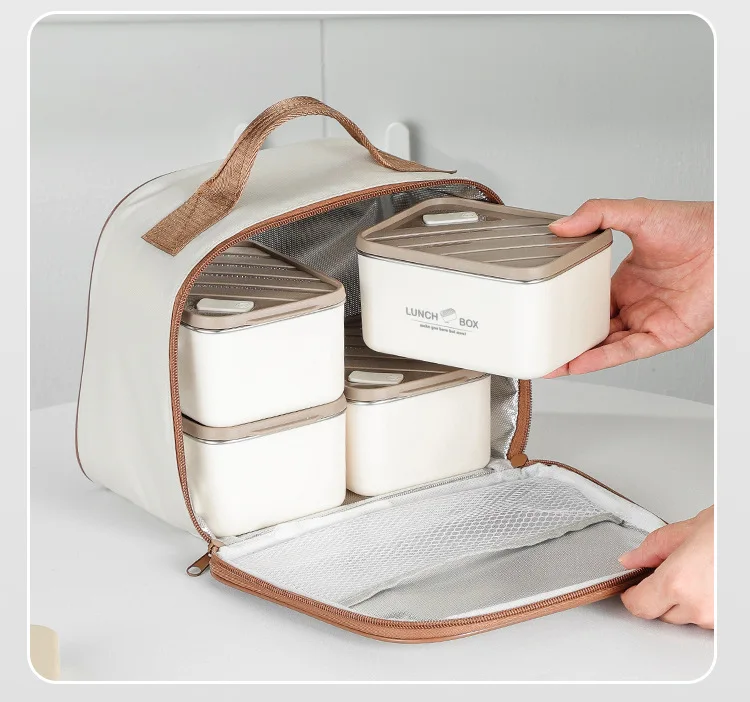 YJQ stainless steel thermal insulation lunch box sealed double-layer grid bento lunch box for home use