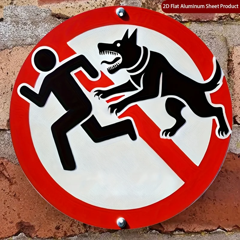 2D Flat, 2D Plane, 1pc Radical Pet Round Wooden Sign, Caution Wooden Plaque, - Escape Sign Wooden Wall Decor, for Home, Garage,