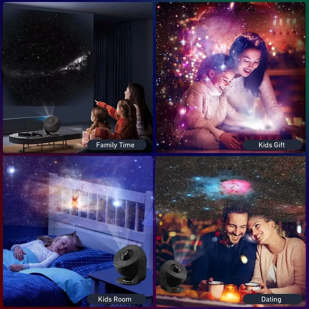 360 Degree Rotate Galaxy Projector LED Lamp Cosmic Scenery Star Projector 12 in 1 Starry Sky Projection Night Light Bedroom