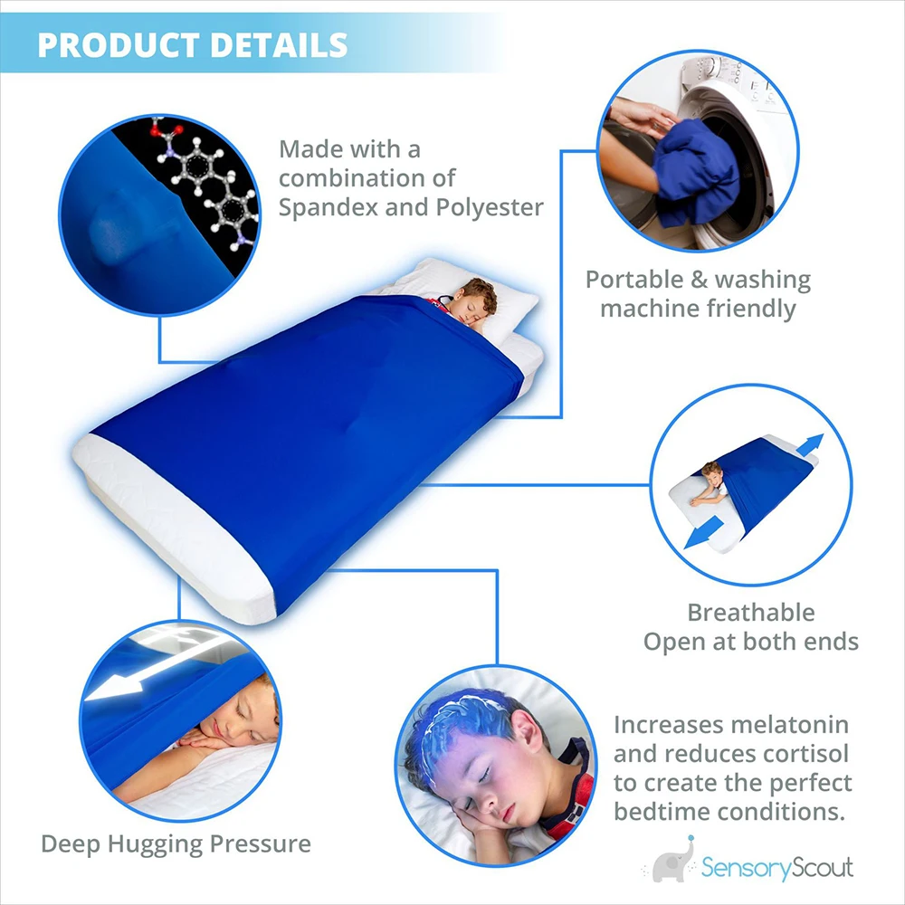 ملاءة سرير حسية أرجوحة بطانية حسية ملاءات ضغط حسية لتخفيف التوتر تساعد الأطفال والكبار وسادة النوم المحسنة #6