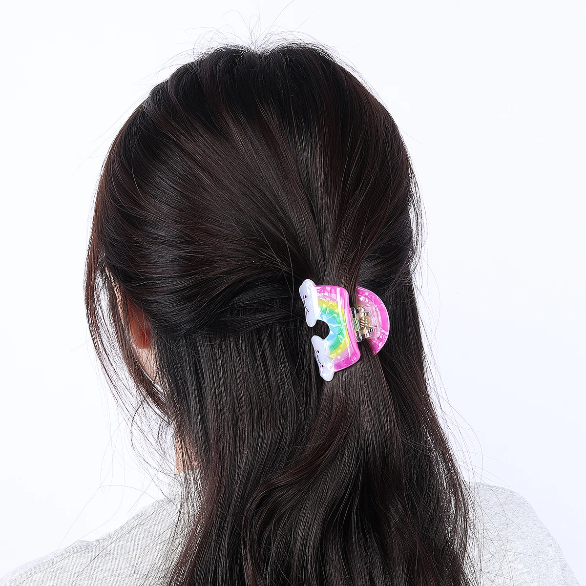 Ncmama Schattige Regenboog Kleine Haarklauw Clips Voor Vrouwen Meisjes Cartoon Avocado Ster Krab Haarspeld Dame Haar Styling Tool Hoofddeksels Cadeau