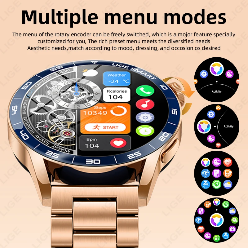 LIGE nuevo reloj inteligente con pantalla HD de 1,38 pulgadas para hombres, asistente de voz AI, llamada Bluetooth, relojes para hombres, Monitor de salud para mujeres, reloj inteligente deportivo