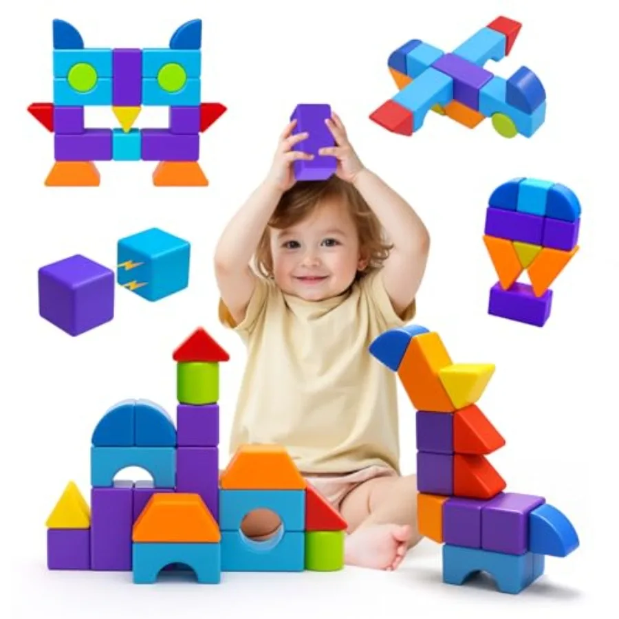 Grandi blocchi magnetici da 1,65 pollici per cubi da costruzione multiforma 3D con forte magnetismo Set di giocattoli educativi STEM in età prescolare Monte