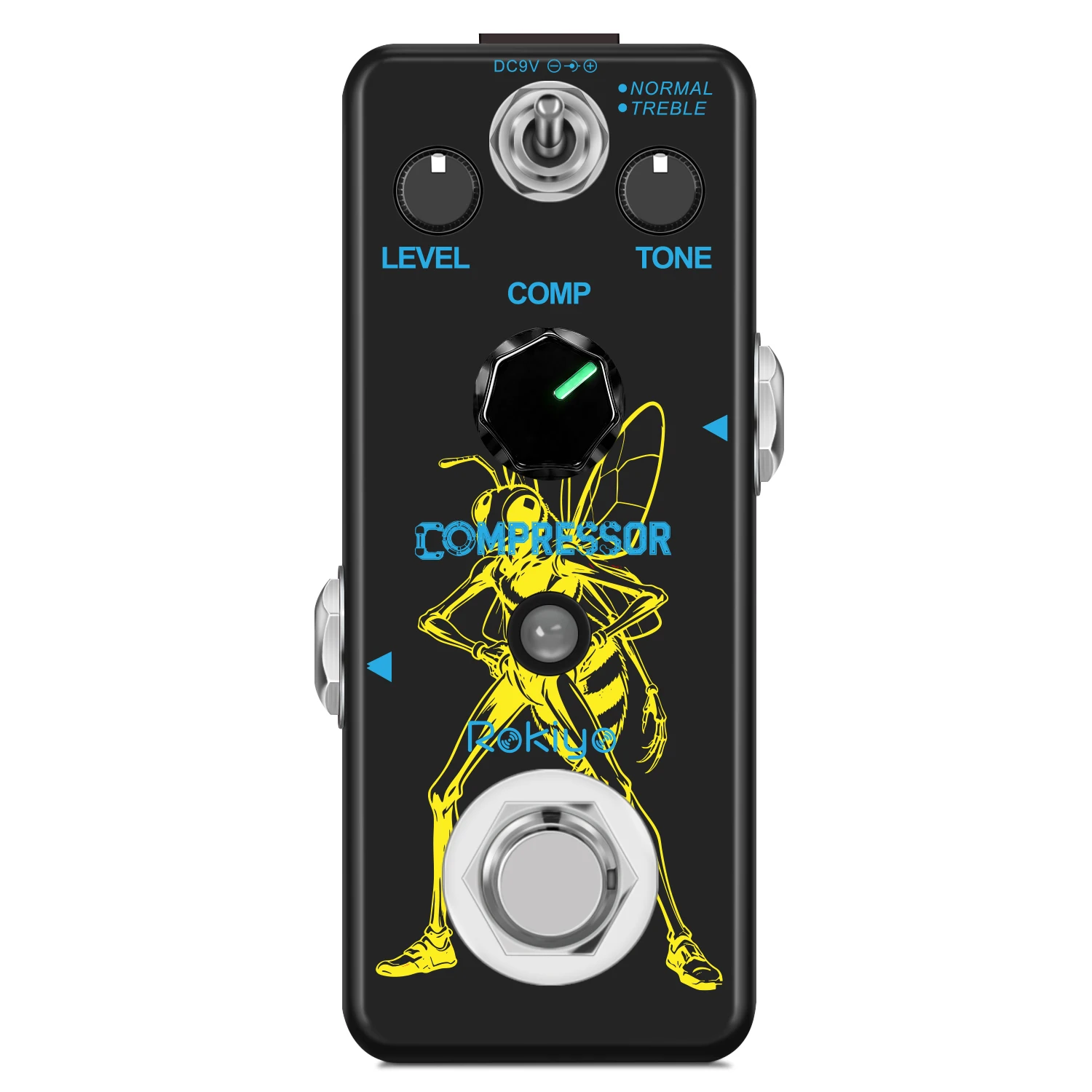 Rokiyo Compressor Guitar Effect Pedal Classic Smooth Attack Decay Studio-Quality Transparent Compression Mini COMP Stompbox