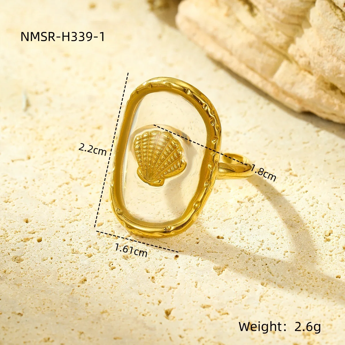 NIMAI Bohemian Ocean Style Starfish Shell Open Ring Women Stainless Steel Geometric  Adjustable Ring