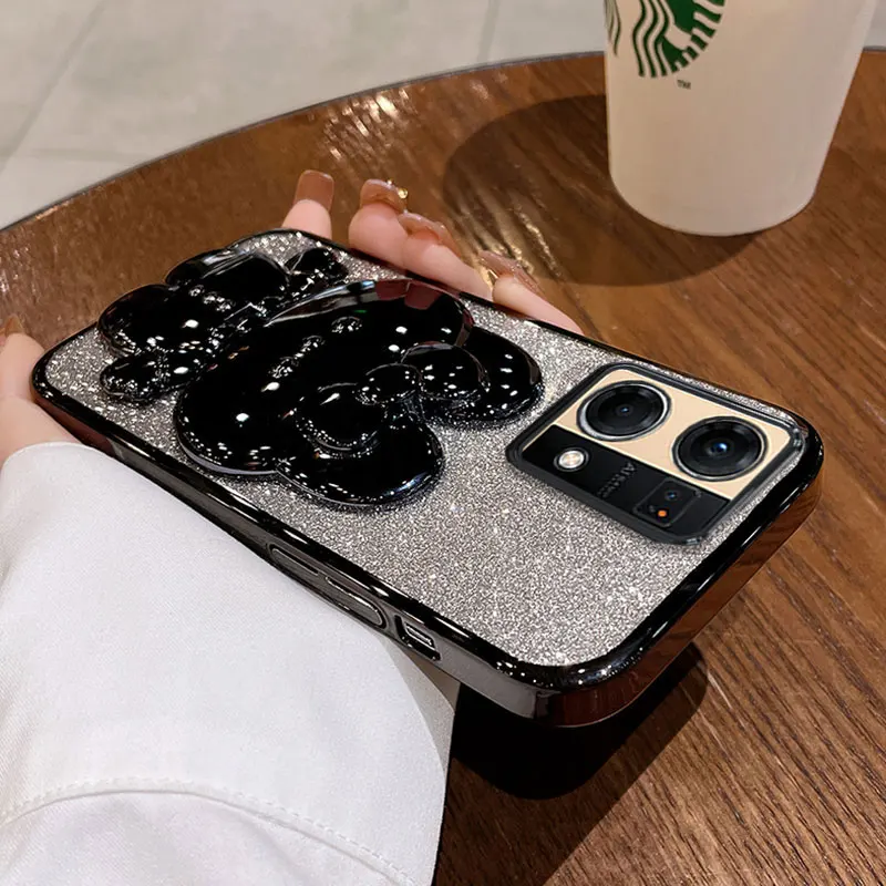 Luxury Cover for Reno7 4G Glitter Stand Holder Case For OPPO Reno 7 5G 10 Pro 7Z A57S A98 A78 Bracket Shockproof Case Reno 7 4G