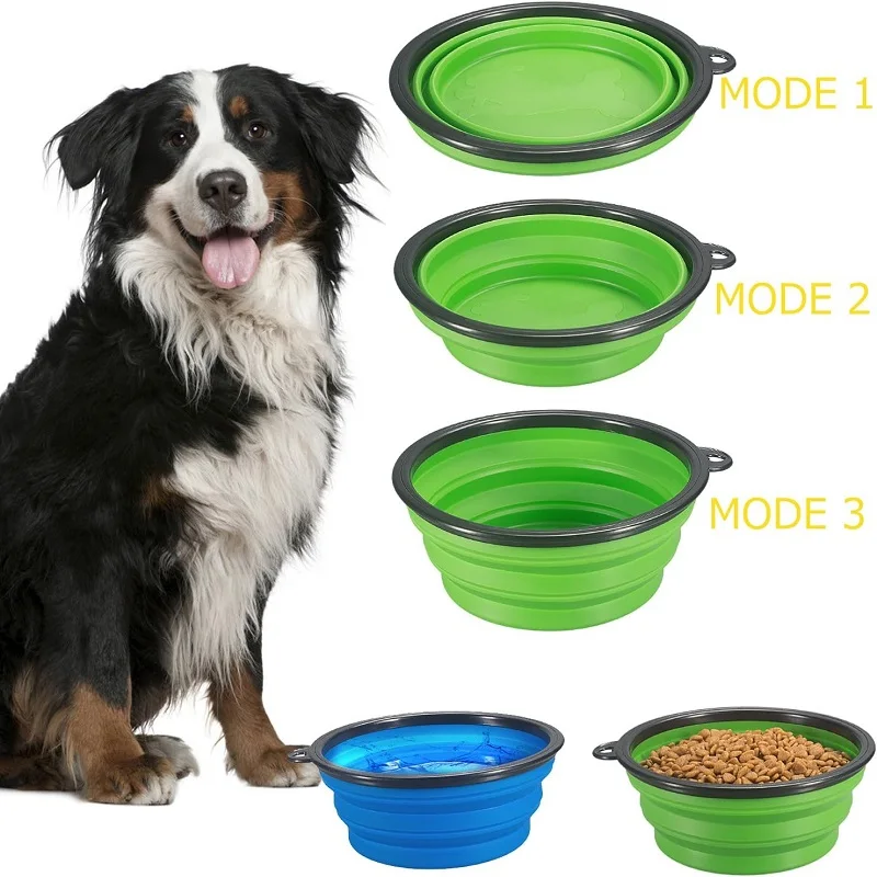 Faltbare Silikon-Schüssel für Haustiere Zusammenklappbare Hundefutterschüssel Große Outdoor-Reiseschüssel für Haustiere Tragbarer Welpen-Futterbehälter – Detail 4