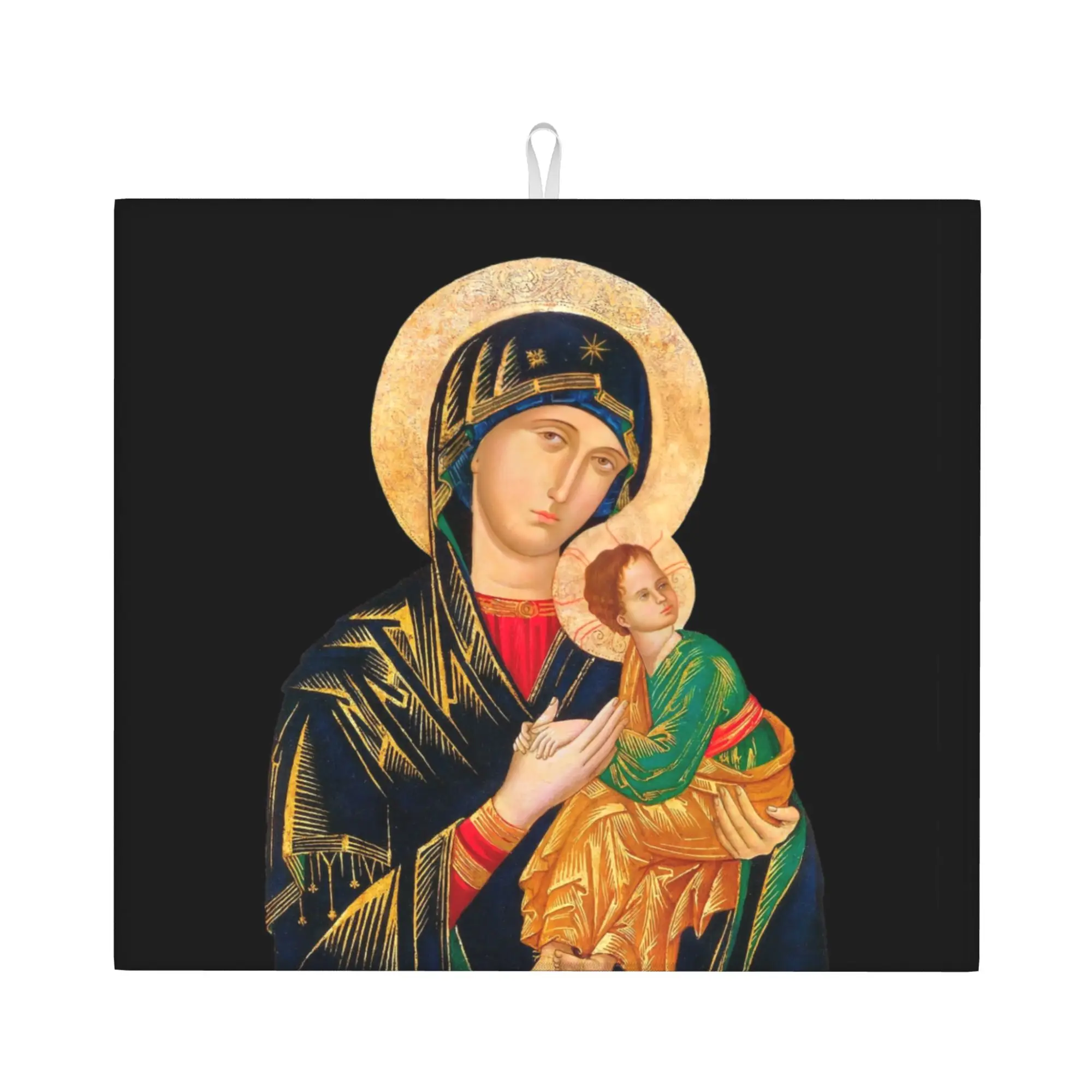 Our Lady of Perpetual Help Non‑Slip Waterproof Absorbent Barware Tableware Catholic Virgin Mary Bathroom Drying Mat For Kitchen