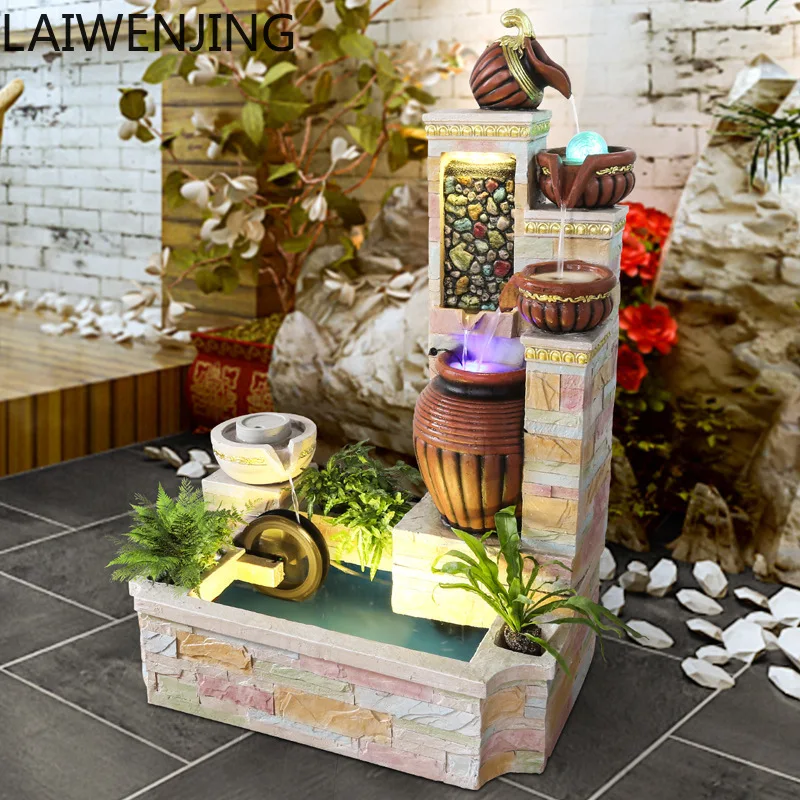 LYY  European Style Staircase Corner Water Flowing Fountain Ornament Feng Shui Wheel Humidifier
