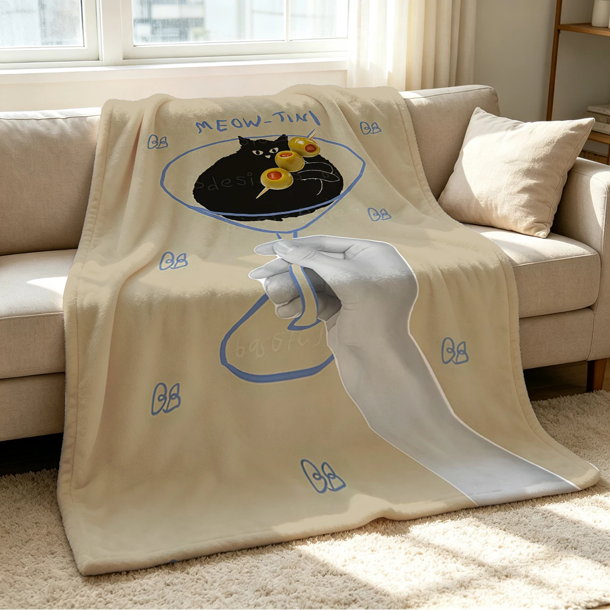Cat Cocktail Blanket Soft Cozy Throw for Sofa Bed Festive Holiday Decor Gift for Kids and Adults,Lightweight and Warm