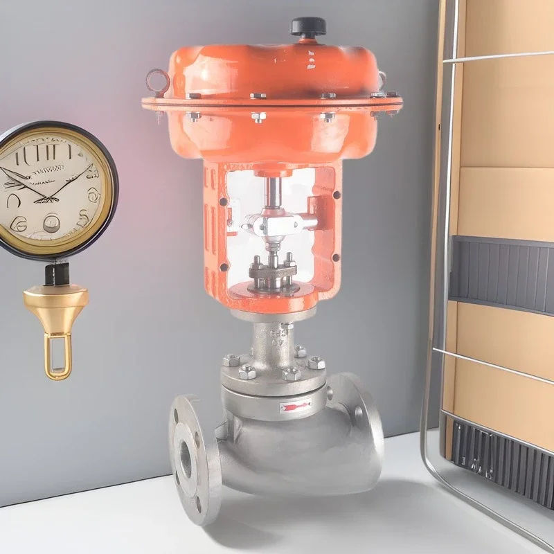 Pneumatic control valve, equal proportion adjustment of pressure, temperature, flow, film single seat
