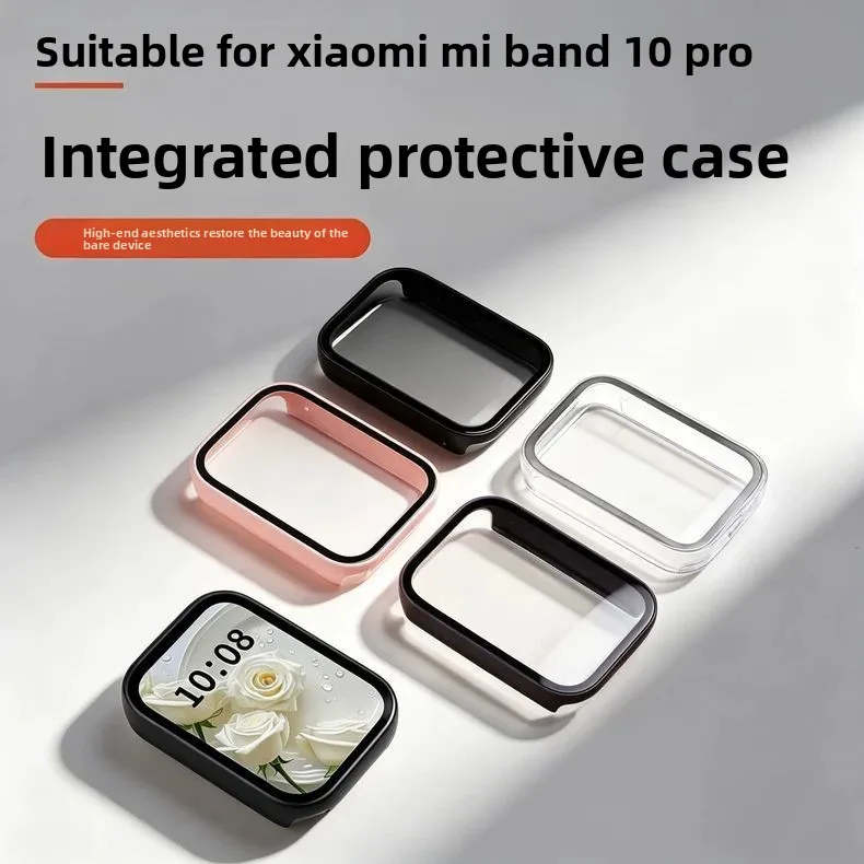Glass Front Cover For Xiaomi Smart Band 10 Pro Screen Protector PC Frame Ultra-thin Tempered Glass Watch Cover For Xiao 10 Pro