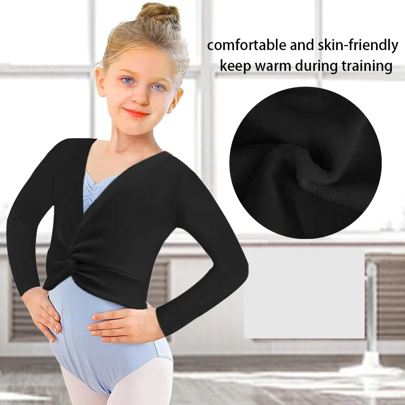 

Girls Pullover Ballet Thickening Classical Long Sleeve Top Leotard for girls Gymnastics Dance with Elegant V-neck Ballet Clothes