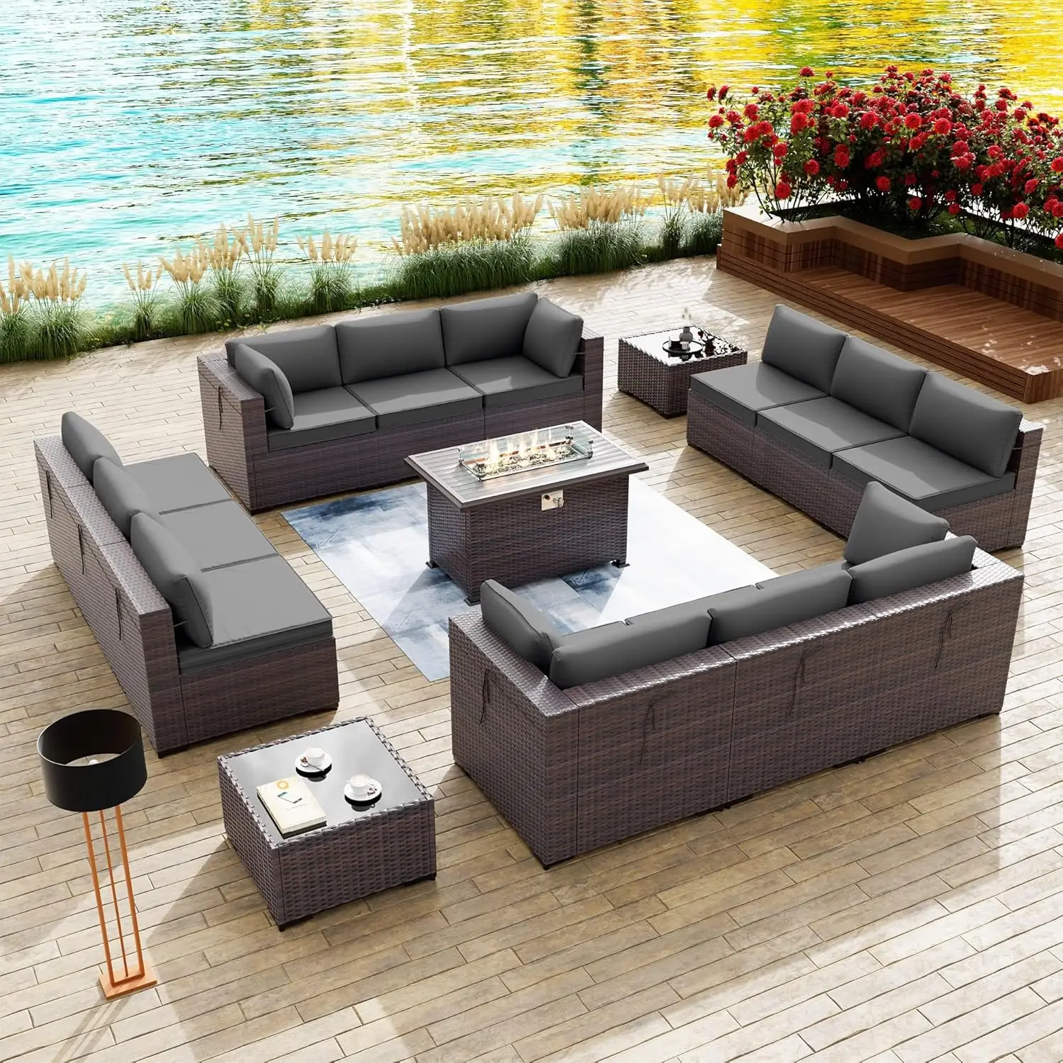 15PCS Outdoor Patio Furniture Set w/ 43