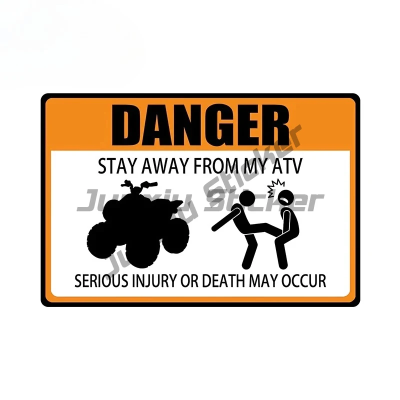 

Stay Away From My ATV Car Stickers Funny Cartoon Warning Sign Graphics Helmet Decals Simple Cool Car Accessories