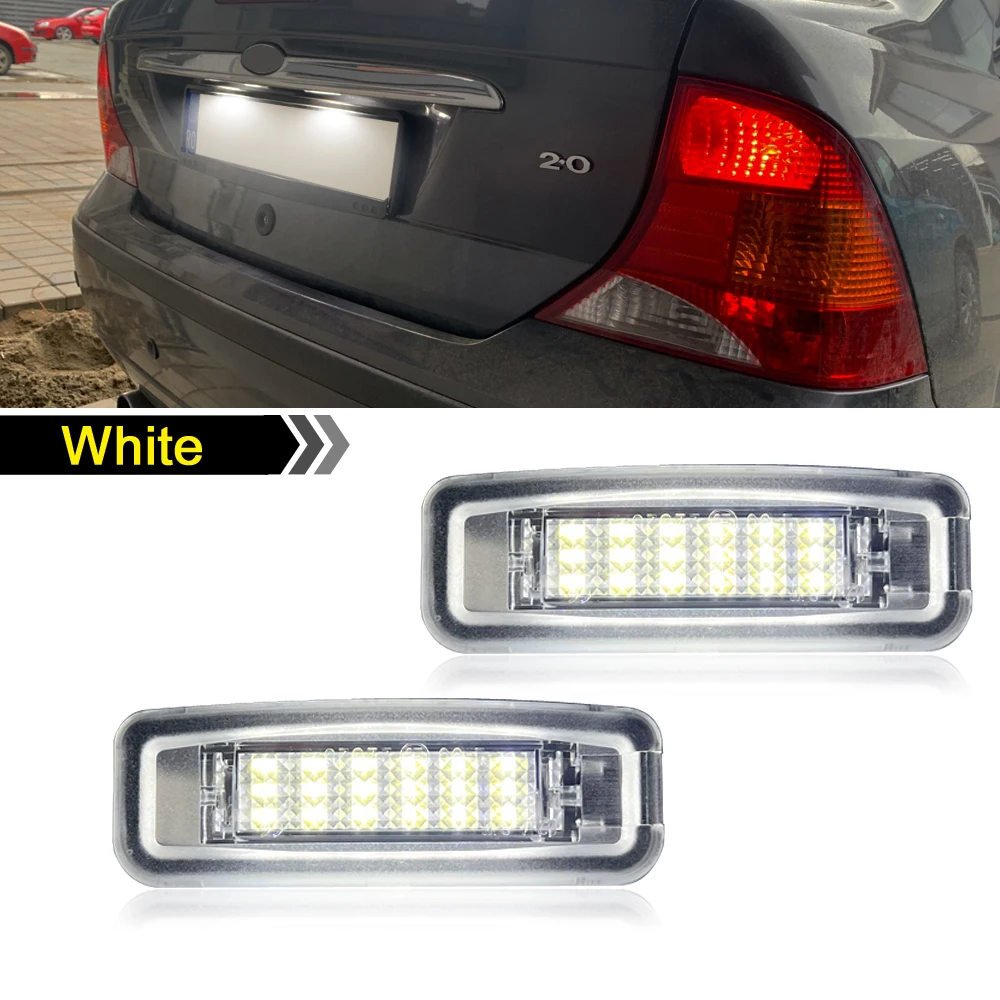 2Pcs For Ford Focus MK1 1998-2005 High Brightness White LED License Plate Light Number Plate Lamp