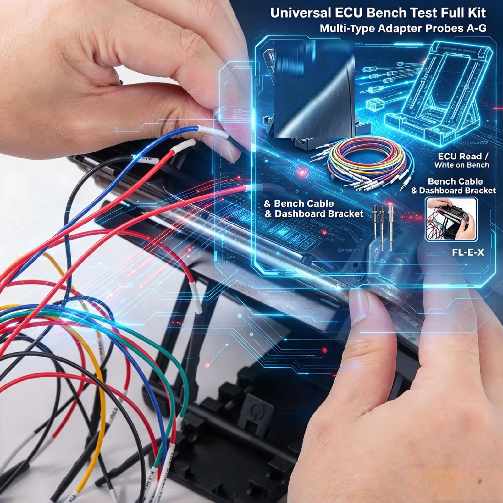 ECU Bench Cable with GODIAG ECU Bracket For KT200II for FormulaFlash 42pcs Pins ECU Connector for KT200 ECU Connect Cable