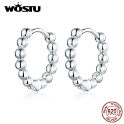 WOSTU 100% Real 925 Sterling Silver Circle Earrings With Litter Cute Ball Hot Fashion Silver & Gold Color Earring For Women Gift