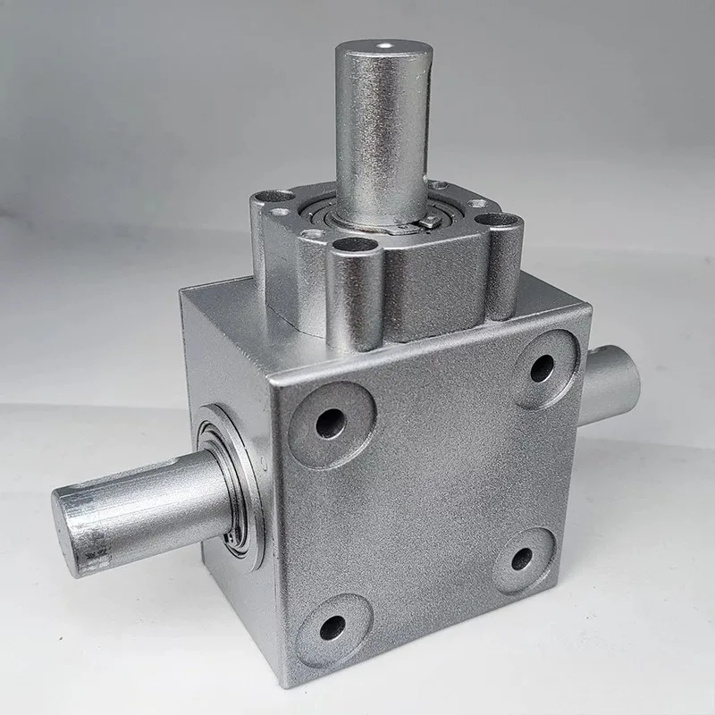 T-Type Right Angle Gearbox 90 Degree Reversing Steering Gear Box 2.5 Module 16 Tooth 20mm Diameter Output Shaft Compact Gearbox