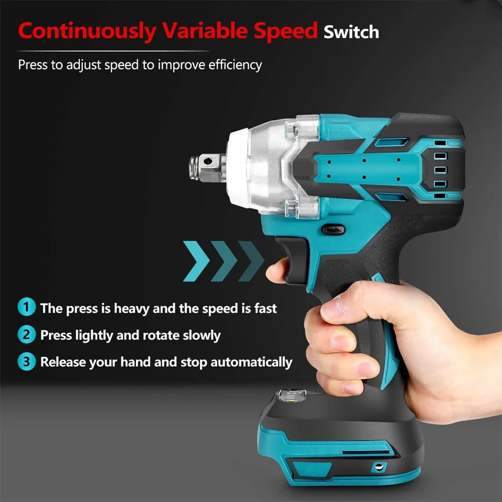 18V Cordless Electric Screwdriver Speed Brushless Impact Wrench Rechargable Drill Driver LED Light For Makita Battery