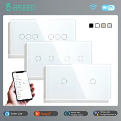 BSEED WIFI Double Light Switches 2/4/6 Gang 1/2/3 Way Wireless Touch Sensor Wall Switches Google Alexa Smart Life App Control