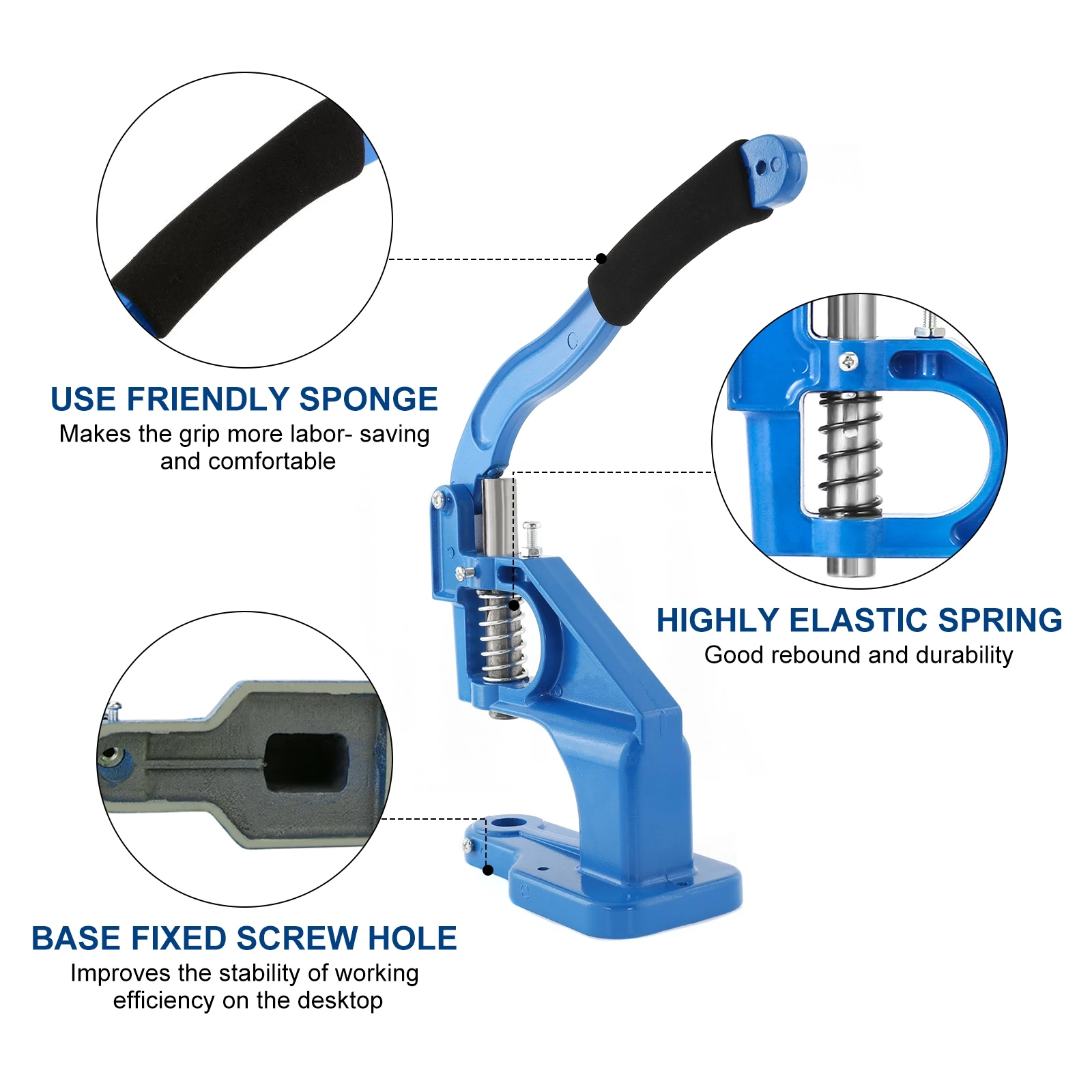 Manual Button Hole Machine Punch Press Button DIY Hand Press Button Sew Punching Machine 6 Molds 3000 Set Buttons Snap Eyelet