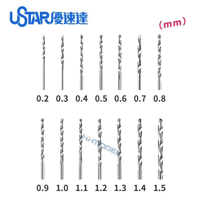 

Ustar UA-90260 14pcs/lot 0.2~1.5mm Model High Speed White Steel Drill Bit Set Assembly Model Tools For Adults DIY