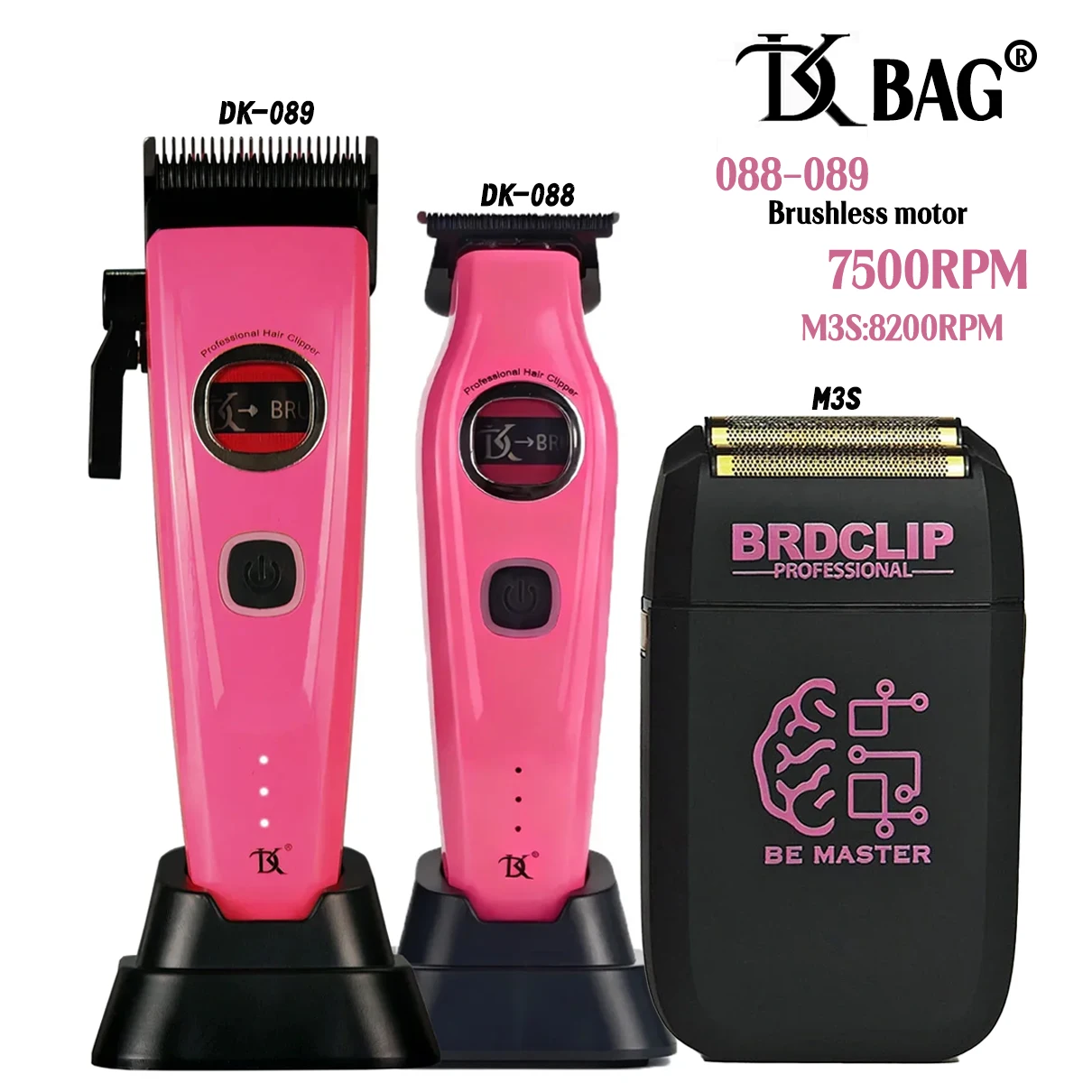 

DK 088 089 M3S 2 color Professional Men Hair Clipper 7500RPM External Rotor Brushless Motor DLC Blade Hair Trimmer Barber Shaver