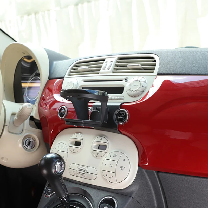 

metyoucar For Fiat 500 2007-24 ABS Car Central Control Navigation Screen Water Cup Holder Storage Rack Interior Car Accessories