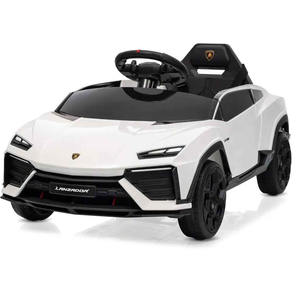Jouet de voiture de sport alimenté par batterie Lamborghini Lanzador sous licence 12 V pour enfants avec télécommande et manuel pour parents, blanc
